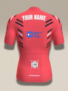Personalized Custom Men's Cycling Short-Sleeved Shirt.Customizable Team Name,And Logo. Cycling Sportswear. Summer Cycling Outfit.Cycling Sport Shirt. - Red - View 4