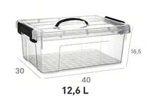 HOMYGO-Transparent Plastic Storage Container With Portable Handle | Stackable Organizer Box | 5 Capacity Options (5.7L/8.5L/10.8L/12.6L/18.6L) | Closet And Desk Organizer - 12.6L - 查看 3