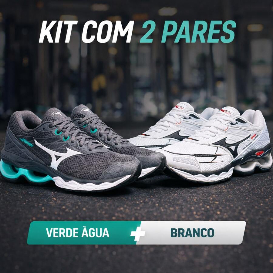 Kit Of 2 Men's Wave Creation 20 Gym Shoes For Walking And Gym Use. - Light Green + White - View 1