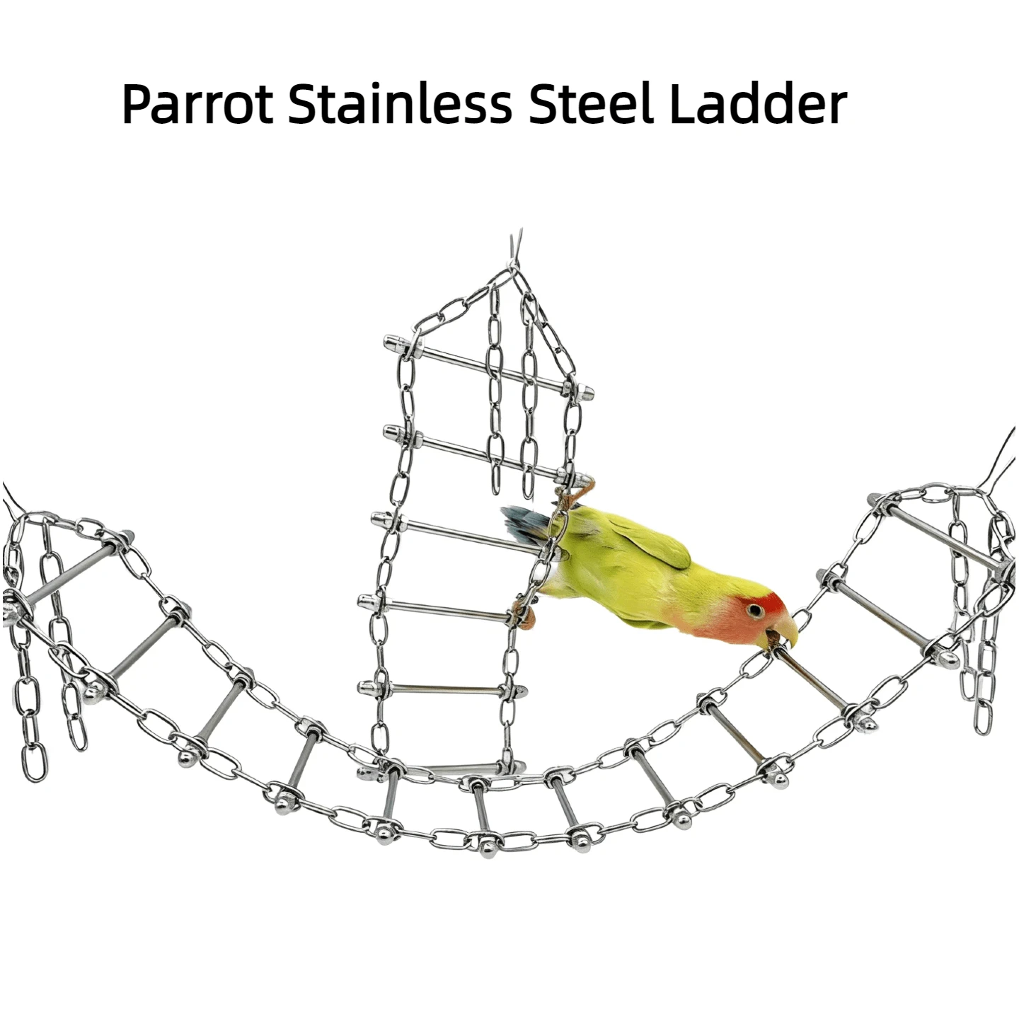 不锈钢鸟梯，鹦鹉攀爬梯，耐啃咬训练秋千玩具 - 不銹鋼梯子 - 查看 1
