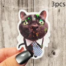 趣味黑猫西装贴纸，办公人士个性化贴纸，防水乙烯基贴纸 - 耐用哑光表面，自粘式，适用于汽车、窗户、笔记本电脑、卡车、水瓶 - 多用途耐用设计，汽车贴纸 - 乙烯基 - 查看 13