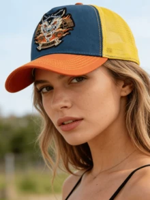 JZML 1pc Unisex Letter Embroidered Trucker Cap - A - View 4