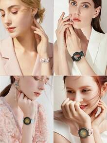 YIOOY 20mm 双色豹纹雕刻软硅胶运动表带，兼容三星 Galaxy Watch、Vivoactive 6/5/3/3 Music、Venu Sq 2/Forerunner 55/165/245/645、Gizmo Watch 3 2 1、Gabb Watch 3 2 1，优雅女士智能手表表带，独特个性风格 - 白 紅 - 查看 5