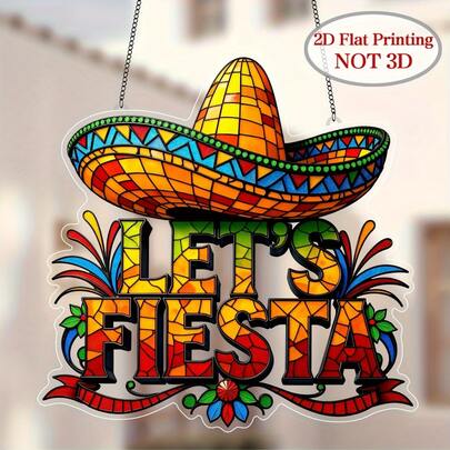1pc 2D Colorful Mexican Sombrero Sun Catcher - 8"X8" Plastic Garden Sun Catcher, Holiday Wall Decor, Traditional Hat Design, Home Bar Decoration, Outdoor Hanging Ornament