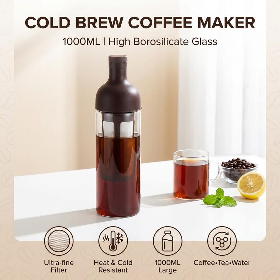 SOKANY 1000ml Large Capacity Cold Brew Coffee Pot - High Borosilicate Glass Extraction Pot Suitable For Home, Multi-Functional Cold Brew Pot Can Be Used For Coffee And Fruit Tea - 0.5L-1L - View 1