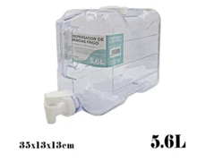 Dispensador de Agua para Nevera con Grifo y Asa, Garrafa de Plástico Transparente Reutilizable para Bebidas Frías, Dispensador Portátil Resistente, Disponible en Varias Capacidades - Celeste - Ver 4