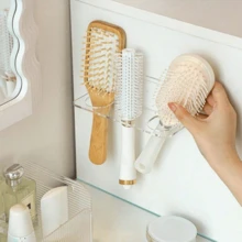 1pc Multifunctional Bathroom Comb Holder Shelf Wall-Mounted Storage Box, No Drilling Required Bathroom - View 3