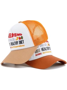 JZML 1pc Unisex Fruit & Letter Embroidered Trucker Cap - A - View 11