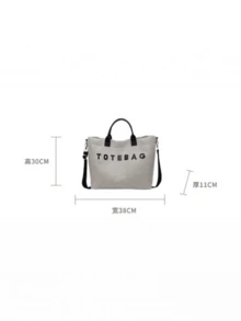 Casual Minimalist Letter Print Tote Bag, Lightweight Versatile Handbag & Shoulder Bag - Black - View 6