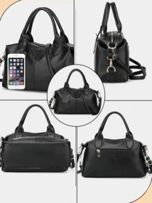 Women's PU Leather Handbag Crossbody Bag Large Briefcase Stylish Design Suitable For Parties Storage Travel And Commuting Versatile Colour Handheld Tote Bag Women's Shoulder Bag Wide Range Of Uses Daily Life Travel  Holidays Ideal Gift For Birthdays And Festivals Womens PU Leather Handbags Crossbody Purse Large Satchel Tote Bag Ladies Shoulder Bag.Family Gathering Tote - 彩色 - 查看 11