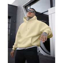 Plain Sweatshirt Blouse Without Kangaroo Print With Hood Cold Weather Coat - 卡其色 - 查看 10