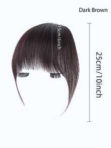 Clip In Bangs Real Human Hair Bangs Hair Clip Fringe With Temples Hairpieces Invisible Clip-In Bangs Soft French Air Bangs Forehead Bangs For Women Natural Looking Fake Bangs For Daily Wear Wispy Bangs Wig Dark Brown Multicolor - Multicolor - View 3
