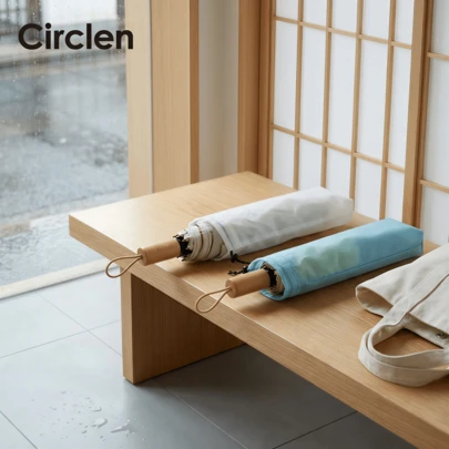 1pc,White/Grey/Blue, Waterproof Umbrella Storage Bag Pouch, Ripstop Nylon Drawstring Sleeve Cover With Portable Hanging Loop, Quick-Dry Moisture Proof Anti-Leaking Protective Case, Lightweight Foldable Organizer, Travel Essential Accessory For Wet Umbrellas, Suitable For Commuting, Rainy Day Outdoor Travel, Office Use, Home Entryway Organization, Aesthetic Minimalist Style, Durable Tear-Resistant Grid Fabric, Versatile Small Item Storage