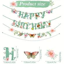 1 Set Sage Green Happy Birthday Spring Banner With Butterflies And Flowers - All-Season Versatile Party Decoration - View 7