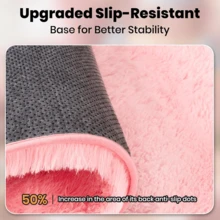 Living Room Rugs, Bedroom Rugs – Ultra Soft Plush Rug, Fluffy Shaggy Carpet, Washable Area Rug With Non-Slip Backing & 4 Free Grip Stickers, Modern Home Dorm Decor, Multiple Sizes 4x6 5x7 6x9 8x10 9x12 10x14, Pink Rug - Pink - View 5
