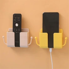2pcs/1pc Dudukan Ponsel & Remote Control yang Dapat Diatur untuk Dipasang di Dinding - Rak Penyimpanan Stasiun Pengisian Daya Plastik ABS Perekat Diri dengan Kait - Pengatur Ponsel & Pengontrol Hemat Ruang - Cocok untuk Kamar Tidur, Kantor, dan Kamar Mandi - MultiWarna - View 5