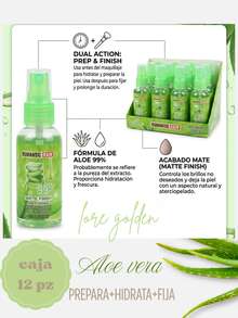 Paquete 12 Spray Fijador de Maquillaje Aloe vera - Resistente al Sudor y Calor - transparente - Ver 6