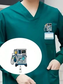 2D平面壓克力護理師女孩識別證套 - 可伸縮胸卡夾，適用於醫學生和護理師 - PMMA材質工作識別證夾 | 趣味設計 | 壓克力護理配件 開學教師禮物 - 彩色 - 查看 6
