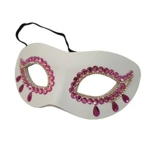 1件万圣节嘉年华复活节音乐节派对女士角色扮演水钻水晶面具 - 彩色 - 查看 5