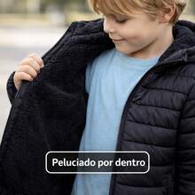 Boys' Puffer Jacket With Faux Fur And Hood, Winter, Cold Weather, Plush Lined, Waterproof, Children's/Youth Puffer Jacket - màu đen - Xem 4