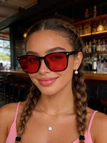 Unisex - Improves Sleep - Prevents Visual Fatigue - Suitable For Computer Screens And Games - Black Frame Red Film - View 5