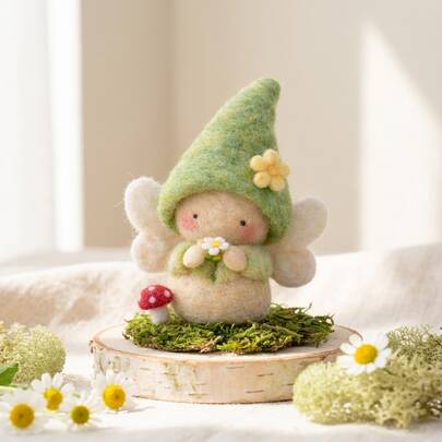 1Set Needle Felting Kit, Felting Kits For Beginners Adult With Step-By-Step Tutorials, Green Elf DIY Felting Kit, Cute Funny Home Decorative Ornaments, Birthday Valentine's Day And Easter Novelty Gifts