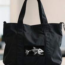 3pcs Fish Bone & Skull Morale Patches Suitable For Clothing, Hats, Backpacks - Iron-On/Sew-On Fabric Appliques With Fishbone & Skull Embroidery Design, For DIY Costumes, Jackets, Dresses - Streetwear - A - 查看 2
