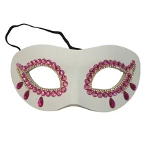 1件万圣节嘉年华复活节音乐节派对女士角色扮演水钻水晶面具 - 彩色 - 查看 3