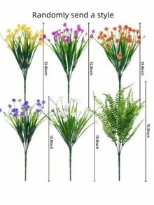 6支户外仿真花，不褪色假塑料花，逼真植物，适用于装饰、悬挂式花盆、室内/室外花园、门廊、窗台、家居、婚礼、农舍等。户外装饰、花园装饰、庭院、窗台花箱、厨房、家居装饰，多种颜色可选，适用于室内/室外花园、窗台、花盆、春季装饰（颜色随机） - 彩色 - 查看 7