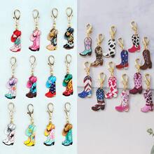 12件/24件套西部牛仔帽靴合金吊坠，西部主题生日、友谊、派对礼品、包包挂件、男女通用迷你装饰品、包包配件、挂绳、证件卡套、汽车装饰品 - 彩色 - 查看 6