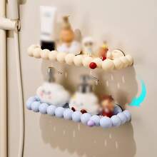 1pc Suction Cup Bathroom Shelf, Wall Mounted Storage Rack For Vanity, Washroom, Toilet, No Drilling Required - Red - View 4