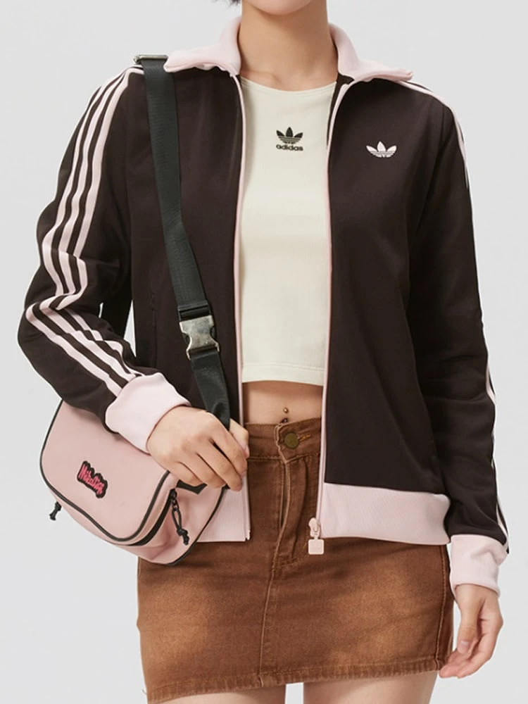 adidas originals TRACK TOP Logo條紋拉鍊長袖外套外套 女款 - 咖啡棕 - 查看 1