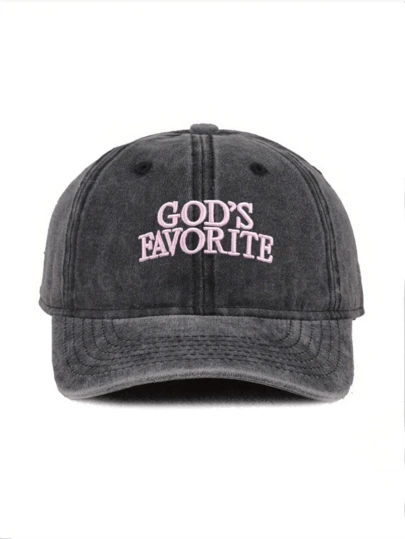Mũ lưỡi trai nữ thêu chữ "God's Favorite", thích hợp cho mặc hàng ngày và các bữa tiệc ngày lễ, mùa hè, đi biển.