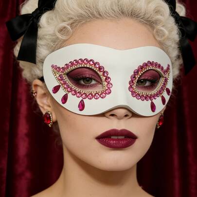 1PC Halloween Carnival Easter Music Festival Party Women Cosplay Rhinestone Crystal Masks