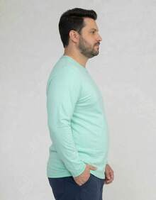 Camiseta Masculina Plus Size Poliéster Confortável G1 G2 G3 - Verde Menta - Visão 2
