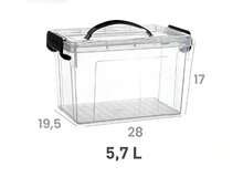 HOMYGO-Transparent Plastic Storage Container With Portable Handle | Stackable Organizer Box | 5 Capacity Options (5.7L/8.5L/10.8L/12.6L/18.6L) | Closet And Desk Organizer - 5.7L - 查看 3
