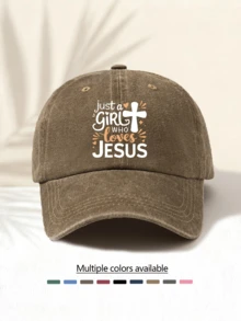Mũ lưỡi trai đã qua sử dụng, in chữ "Just A Girl Who Loves Jesus", phong cách cổ điển Mỹ tối giản, thời trang thường ngày đa năng, phụ kiện chất lượng cao cho mọi mùa, món đồ thời trang thiết yếu unisex phù hợp cho các hoạt động ngoài trời, mùa hè, bãi biển, kỳ nghỉ. - Mũ đã rửa - Xem 19