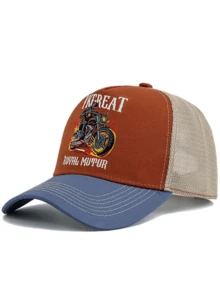 JZML 1pc Unisex Flame Motorcycle & Letter Embroidered Truck Driver Cap - A - View 7