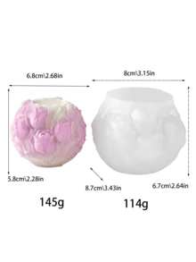 3D郁金香花球硅胶蜡烛模具 | DIY香薰/扩香石/石膏装饰 | 3D郁金香浮雕设计 | 高品质家居装饰 | 硅胶 - 鬱金香花球香氛蠟燭模具 - 查看 8