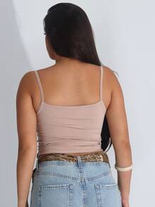 Kit Of 2 Women's Cropped Tank Tops, Basic Summer Style, Spandex - Black/Nude - View 4
