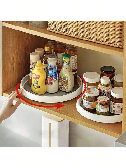 1 Kitchen Rotating Rack Multifunctional Countertop Seasoning Bottle Soy Sauce Vinegar Storage Rack, Fruit Tray 360° Rotating Storage Rack, Home Kitchen Accessories