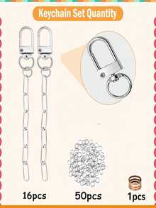 252pcs DIY Keychain Accessories Set, Including Keychain Rings, Extension Chains, Jump Rings And Jewelry Pliers, Suitable For Jewelry, Bag Accessories DIY Crafts, Women Keychain, Bag Charms, Car Pendant, Party Favors - Keychain Accessory Set - View 13