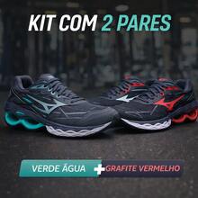 Kit Of 2 Men's Wave Creation 20 Gym Shoes For Walking And Gym Use. - Aqua Green + Graphite Red - View 1
