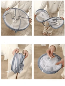 1 suport de uscare pliabil cu plasă dublă, potrivit pentru cămăși, pulovere, lenjerie intimă, șosete, jucării etc. Previne deformarea, material poliester durabil, plasă de uscare ușoară și pliabilă, accesoriu pentru uscarea rufelor - Vizualizare 8