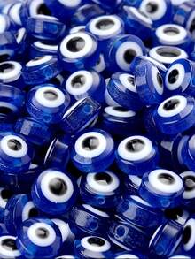 一包包含40颗、100颗和8毫米圆形树脂手工制作的邪眼珠。这些珠子非常适合个人定制珠宝制作，可用于制作独特的珠宝饰品，例如手链、耳环和项链。 - 藏蓝色 - 查看 6