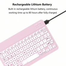 Teclado Bluetooth ultrafino, teclado inalámbrico portátil mini, recargable, compatible con Apple, tableta, teléfonos inteligentes, iOS, Android, Windows - Rosa - Ver 5