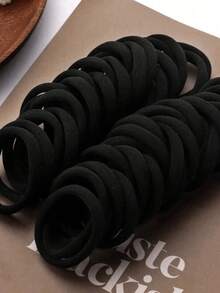 50pcs Soft Nylon Seamless Hair Ties, Thick Elastic Hair Bands, Black Non-Slip Hair Ropes, Suitable For Women And Girls, Daily Simple Versatile All-Season Hair Accessories Ponytail - Multicolor - View 3