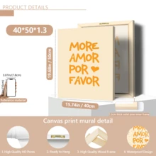 1件“Amor Por Favor”西班牙语爱情语录帆布墙画，情人节礼物，时尚女孩艺术品，励志语录艺术，家居装饰，墙面挂饰 - 彩色 - 查看 17