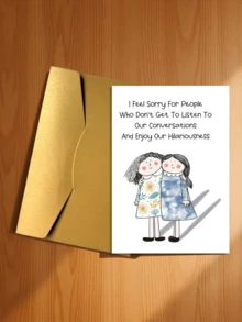 1pc Funny Friendship Birthday Greeting Card, Suitable For Best Friends, Customizable Cartoon Design, With Envelope - Sets - View 24