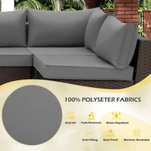 HOMREST Outdoor Replacement Cushions For Patio Furniture,Water-Repellent Sofa Cushions For 6-Seat Rattan Sectional Patio Conversation Sets,14-Piece Cushions Set For Outdoor Couch - Grey - View 5